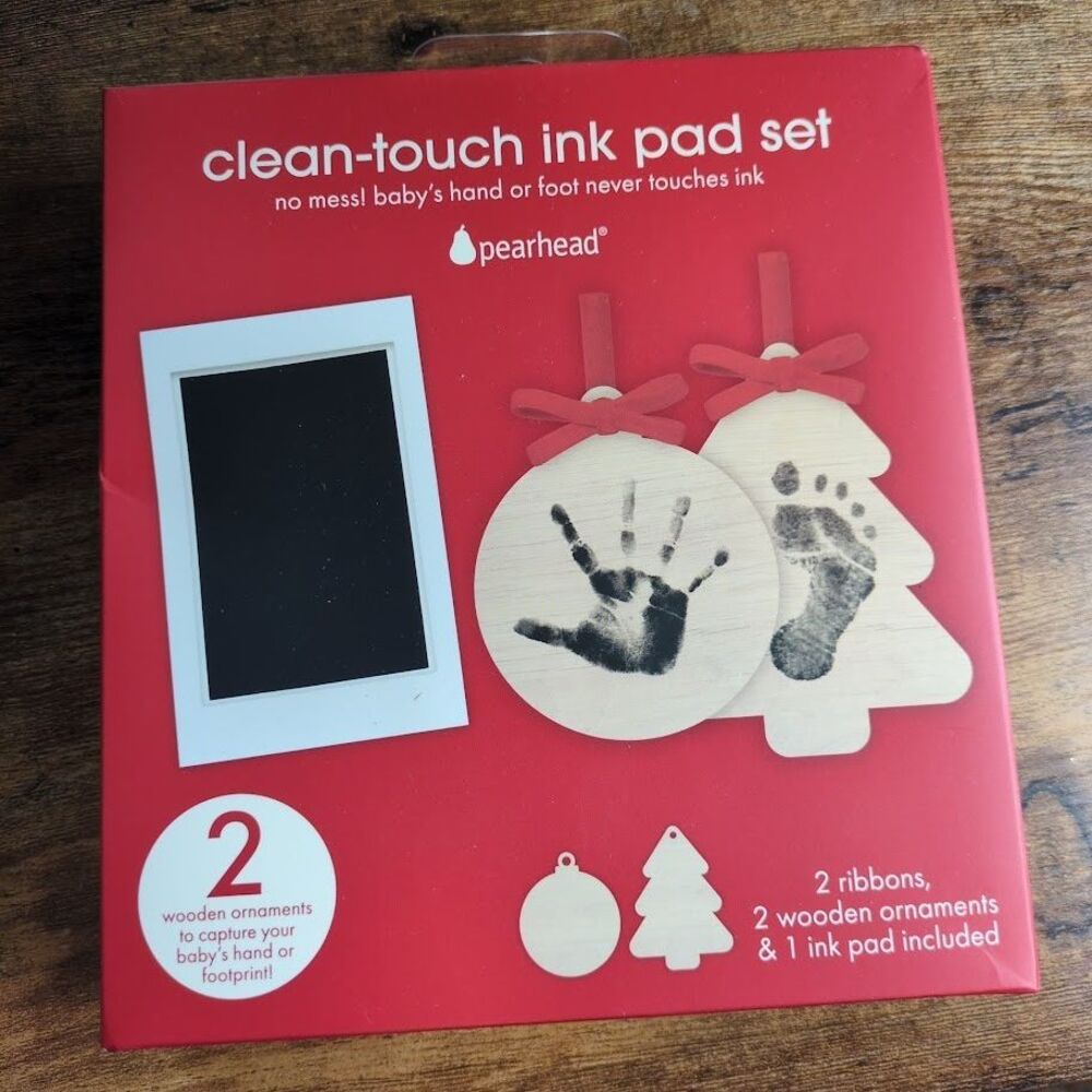 Pearhead Baby Ornament hand/ Foot print clean Touch ink pad set